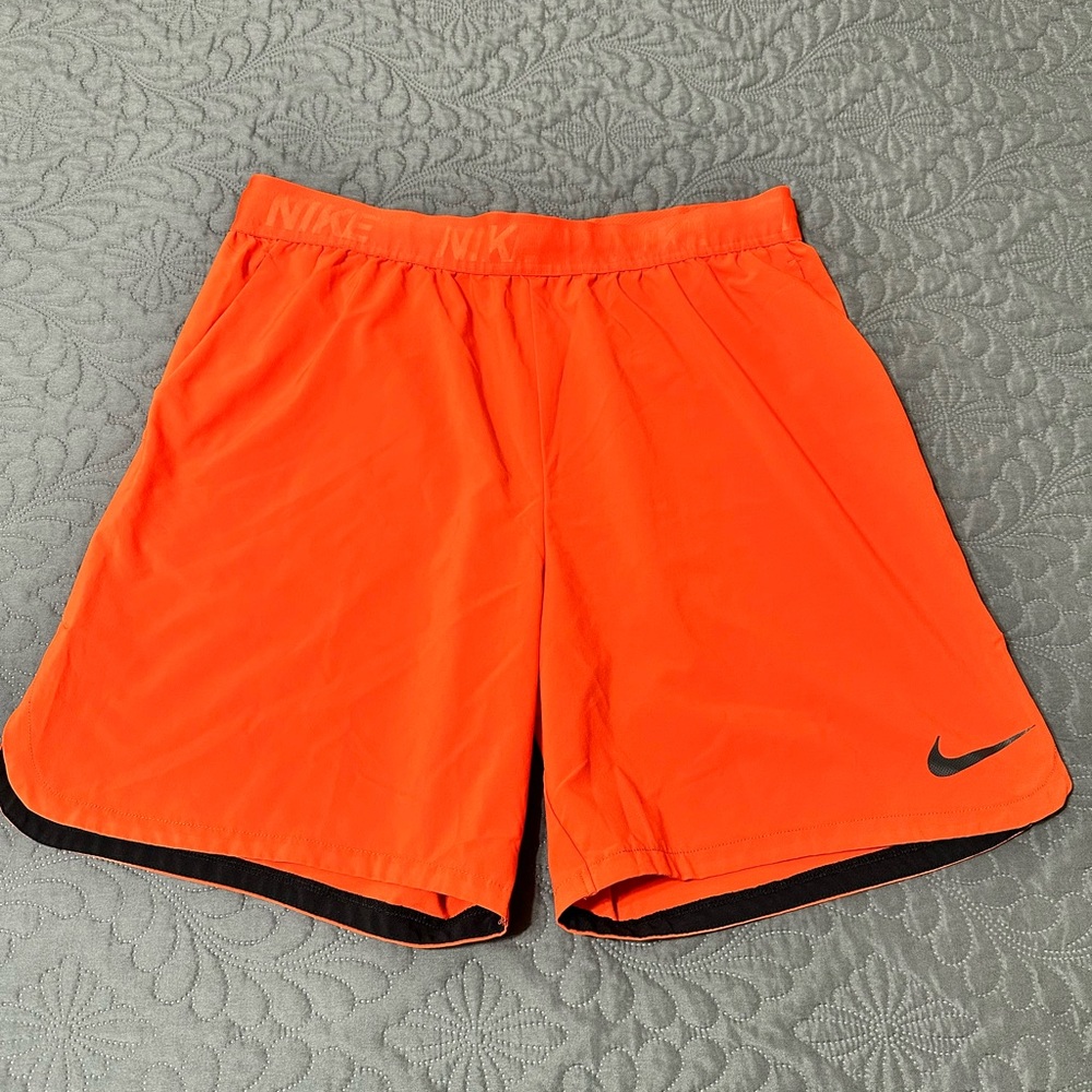 Nike Orange Athletic Shorts with Elastic Waistband